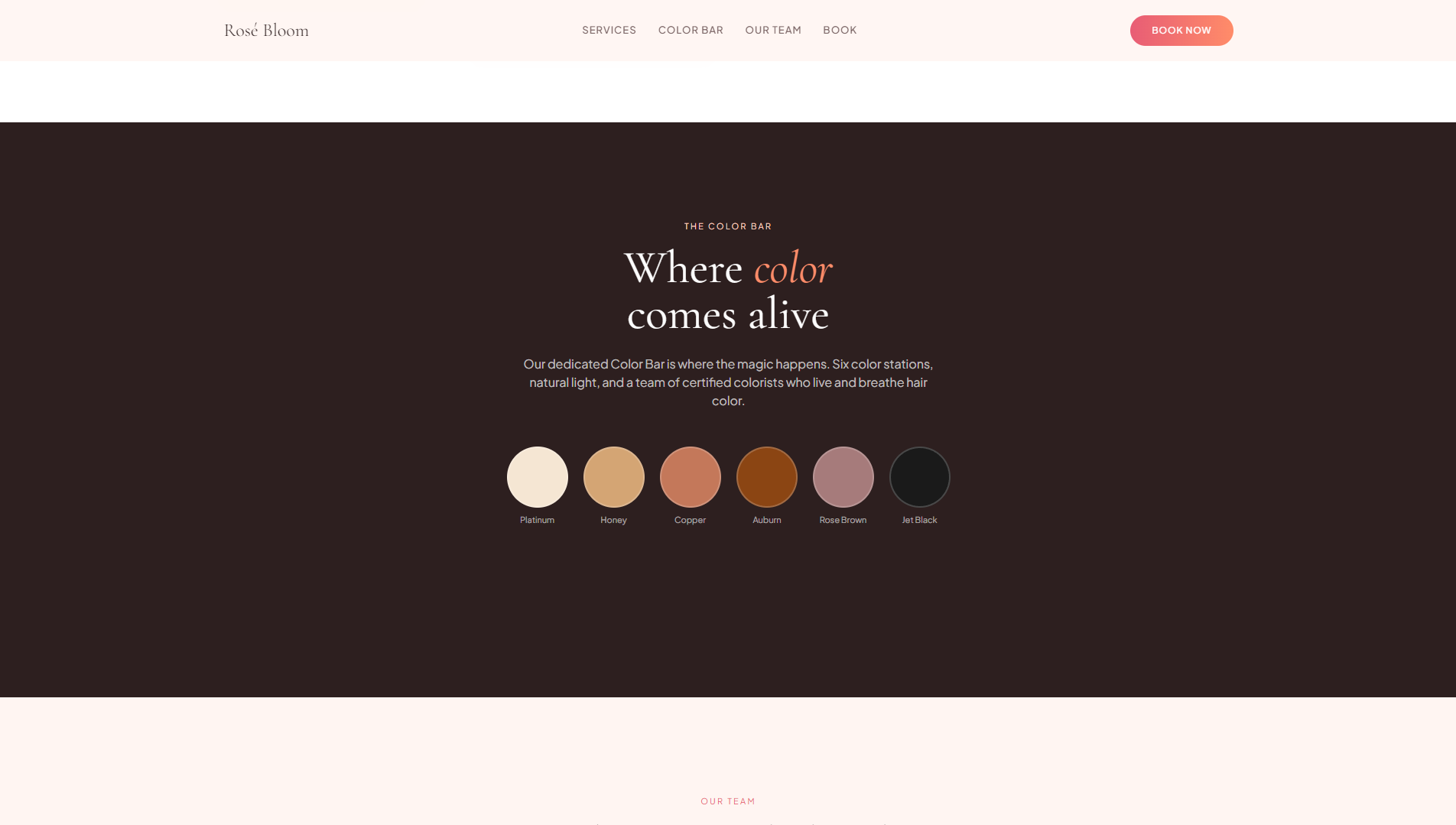 Rose Bloom service section screenshot